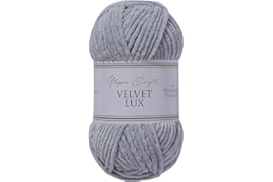 Utopia Crafts Velvet Lux Chenille Super Soft Chunky Yarn for Knitting and Crochet, 100g - 110m (Grey)