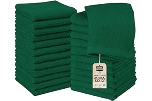 Utopia Towels Cotton Washcloths Set - 100% Ring Spun Cotton, Premium Quality Flannel Face Cloths, Highly Absorbent and Soft Feel Fingertip Towels (24 Pack, Hunter Green)