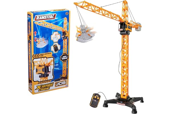 Grue JCB série X avec pince - Grue de chantier - Jaune - 90 cm x 29 x 102 cm - 4 ans et plus - Enfants unisexes - HTI