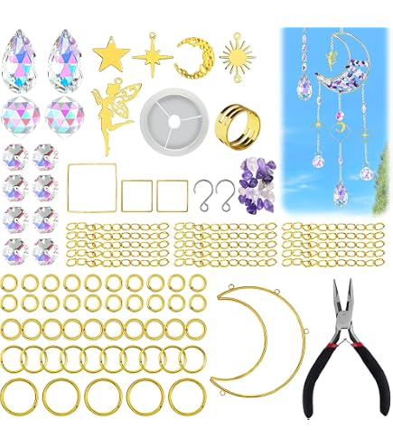UXORSN Kit de fabrication de décorations solaires DIY 400 pièces - Fournitures pour capteurs solaires en cristal - Kit d'art et de bricolage pour adultes - Fabriquant d'arc-en-ciel - Prismes suspendus