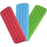 URAQT Mop Pad, 3 Pack Microfiber Cleaning Pads, Velcro Mop Cloth, Wet and Dry Mop Pad, High Water Absorbency, Replacement for