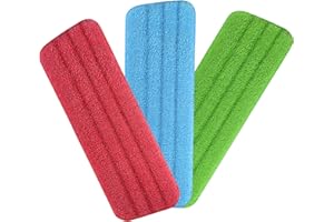 URAQT Panno Mocio, 3 Pezzi Panno Microfibra Pavimenti Mop, Panno Mocio Ricambio per Casa, Ufficio, Scuola, Auto (36,5x13,6 cm)