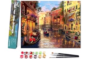 Bougimal - Pintura por Numero para adulto, Venecia, decoración interior sin marco, 40 x 50 cm