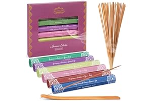 LASENTEUR Premium Incense Sticks Variety Pack - Sandalwood, Patchouli, Jasmine, Strawberry, Violet, Cherry Incense for Meditation Purification Yoga Relaxation - 120 Sticks with Free Incense Holder