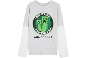 MINECRAFT Maglietta Bambino in Cotone A Maniche Lunghe 3-14 Anni, Idee Regalo