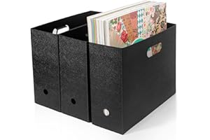 tutata Faltbarer Sammelalbum-Papier-Organizer, 30,5 x 30,5 cm, Sammelalbum, Papieraufbewahrung, Kunststoff, Schwarz, 3 Stück