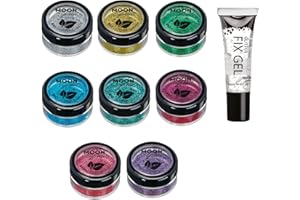 Paillettes biodégradables Eco Glitter Shakers de Moon Glitter - 100% Cosmetic Bio Glitter pour le visage, le corps, les ongles, les cheveux et les lèvres - 5g Ensemble de 6-5g