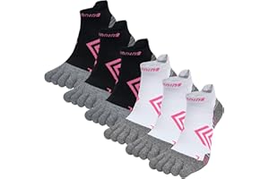 Kevaler Donna Calzini Corte con Dita Separate Calze Corsa Cuscino Completo Sportive Calzini Cinque Dita Imbottiti Anti-Vesciche Allenamento Socks Traspirante - 6 Paia