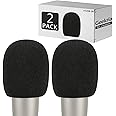 Geekria for Creators Foam Windscreen for 2" (50mm) Diameter Microphones, Antipop Foam Cover, Mic Wind Cover, Sponge Foam Filter Compatible with Behringer C-1, C-1U, RODE NT1 (Black / 2 Pack)