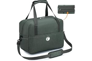 BAGZY Bolsa de Viaje Impermeable Plegable 40x30x20, Bolso de Cabina y Hombro, Maleta de Mano y Bolsa Deportiva, Fines de Semana, Gris Nylon