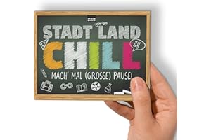 Stadt Land Fluss Schule CHILL MAL MINI Das Spiel für den Schulhof in der Pause Quiz für Schüler Pausenspiel Spielblock A6 mit 12 Kategorien als Geschenk-Idee für Teenager, Schüler, Lehrer | 50 Blatt