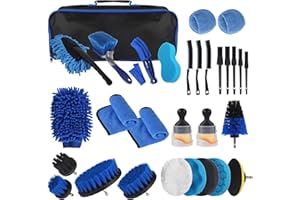 DUBUOZA 31 piezasKit Limpieza Coche,Cepillo Limpieza Coche Kit, Limpieza Coche Interior, incluye cepillo, esponja de pulido,adecuado para rejillas de ventilación,tablero de instrumentos, motor, ruedas