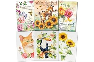 Kalysky A4 Watercolour Workbook, 3 Pack Watercolour Colouring Book for Adults Beginners, 160GSM Cold-Pressed Texture Paper, Watercolour Book for Painting