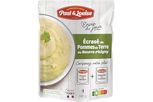 Paul & Louise Envie Du Jour - Ecrasé de pommes de terre au beurre d'Isigny 180g - Sachet micro ondable - Prêt en 2 min - À combiner avec nos sachets de viande ou de poisson