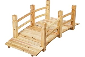 STILISTA Pont en Bois avec Balustrade 150 x 65 x 53 cm, huilé, Charge maximale 150 kg, Choix de Couleurs, Brun Clair