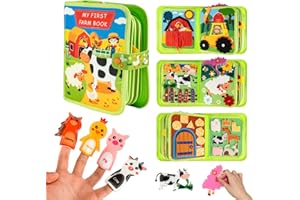 JF HOME BLISS Montessori Busy Book for Toddlers Ages 1-4 – 20-in-1 Educational Sensory Learning Toy, Interactive Quiet Activity Book for Fine Motor Skills, Preschool Travel Toy (Farmer's Busy Book)