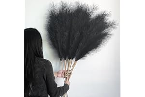 LARBER 12 Pezzi Pampas Decorative Alte,115cm Erba Della Pampas Artificiale,Piume Decorative per Vaso,Soggiorno, Camera da Letto, Matrimonio,Arredamento Boho(Nero)