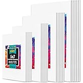 Paint Canvas Panels Set- 24 Multi- Pack, Pre-Primed Canvas Board for Painting, 5x7, 8x10, 9x12, 11x14. White Cotton Canvases 
