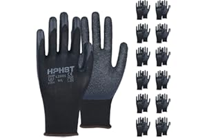 HPHST Rękawice robocze z powłoką lateksową, rękawice robocze dla mężczyzn i kobiet, antypoślizgowe (M)