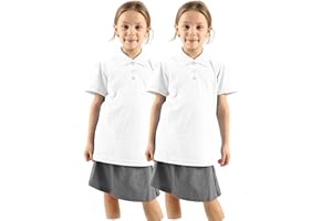 WOOD QUAIL 2 Pack Girls’ Polo Shirts – School Uniform Tops for Kids (Short or Long Sleeve, Ages 4–12)