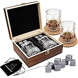 AYAOQIANG Whisky Stones Set da Regalo da Uomo di Pietre e Bicchieri di Whisky, Set di 8 Granito Cubetti di Ghiaccio Riutilizz
