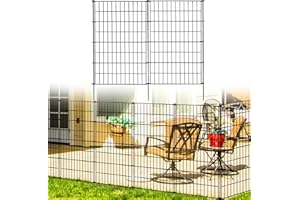 ARIFARO Recinto Decorativo da Giardino 5 Pannelli Lunghezza Totale 3,5 m (101cm A X 71cm L) Recinzione per Animali, Pannello Metallico Antiruggine per Conigli, Patio