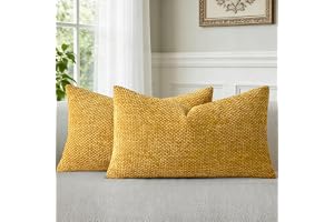 A Moment Fall Mustard Yellow Chenille Cushion Cover Throw Pillow Covers 30 x 50 CM Pack of 2 Modern Decorative Pillowcase Farmhouse Cross Pillows