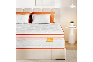sirhome Double Mattress 4FT6, 10 Inch Medium Firm for Pressure & Back Pain Relief,9-Zone Orthopaedic For Motion Isolation With Individually Pocket Sprung,Breathable Soft Fabric,135x190x25cm