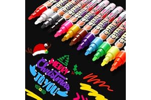WECUTE 12 colores Rotuladores Tiza Liquida 6mm, Rotulador Cristal Borrable para Ventanas y Pizarras Rotuladores de Pizarra (6mm-12 colores)
