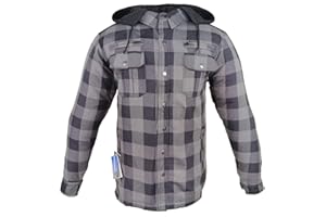 EURO STARS Chemise de moto et de flanelle de bûcheron avec KEV ARAMID Lumber Biker Gris