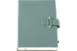MLJTOYO Academic Diary 2024 2025,2024/25 Diary Planner A5 Page a Day, Weekly&Monthly Planner with Beige Thick Paper, Hardcover Diary from Jul.2024-Jun. 2025 with Pen, Stickers,Notes (Green 7 2024-6 2025, A5)