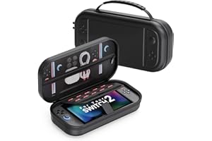LXFEIFANTECH Tragetasche kompatibel mit Nintendo Switch 2 2025, tragbare Reisetasche mit höherem Design für mehr Stauraum, schützende Hartschale mit 10 Steckplätzen für Spielkarten, Tragetasche, schwarz