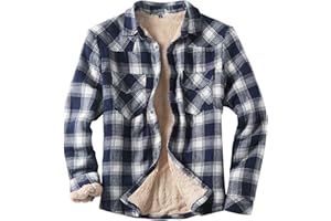 DUOHROPKE Camisa térmica de leñador para hombre, forrada con capucha, de forro polar de peluche, camisa de franela de manga larga, con cremallera, a cuadros, camisa con capucha, chaqueta de leñador, camisa