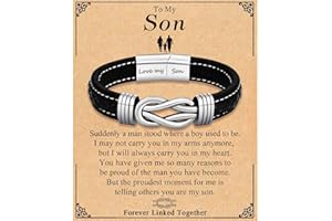 TEVOP Gifts for Men Boys, Engraved Leather Bracelet Gifts for Son Grandson Husband Boyfriend, Birthday Christmas Graduation Valentines Gifts for Men, Fathers Day Presents for Dad Grandad