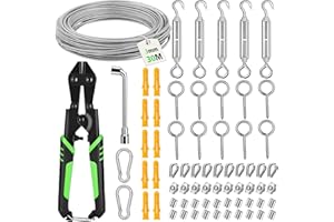 Besdiyart 70 Stück Stahlseil Set, 30M 3mm Drahtseil PVC beschichtetes 304 Edelstahlseil mit Drahtseilschneider, Drahtseilspanner Set mit Ösen Seilspanner zum Aufhängen