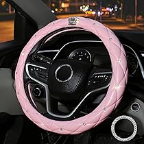 VidFair Stuurhoes, universele maat M 37-38 cm/14,5-15 inch kleurrijke bling kristallen strass steentjes auto elastische stuurwiel beschermer voor vrouwen meisjes, auto-accessoires voor de meeste