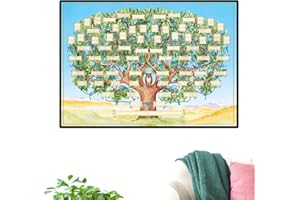 POVANJER Genealogy Boards Blank Family Tree Chart Beautiful 23 x 35 Inch Genealogy Accessories Ancestor Photo Gallery Frame Decoration 6 Generations for Grandparents Mother Baby