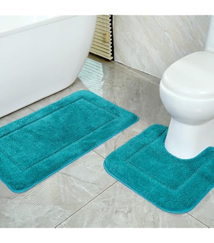 Homaxy 2-delige set antislip badmatten, zacht, hoogpolig, badkamertapijt, set, microvezel, badmatset, 2-delig, grijs, 40 x 60 cm 50 x 80 cm