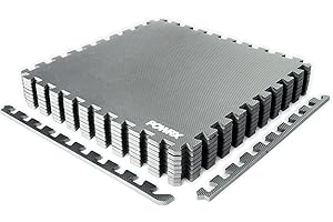 POWRX Tappetini fitness di protezione per pavimento (60x60x1,2 cm) - Tappeto puzzle ad incastro con superficie antiscivolo - Tappetino per palestra, ginnastica, allenamento - Colore a scelta