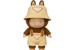 AYAAFA 17cm Doll Clothes compatible with L.B.B dolls No Doll Only Clothes 1hat+1Jumpsuit Dungaree, Strap Pants Cute Plush Clothes for 17cm Doll Boy and Girl for Best Gifts