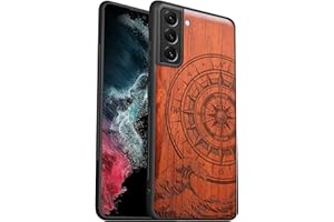 Carveit Funda con Compatible Galaxy S22 Plus Accesorios Carcasa [Única Madera y Silicona Híbrido Carcasa] Absorción de Impacto para Samsung S22 Plus Carcasa estético (Palisandro-brújula Grandes)