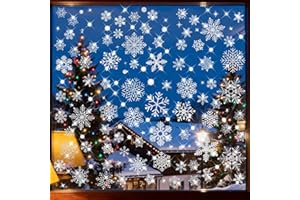 CRYSFIY 207 STÜCK Glitter Schneeflocken Fensteraufkleber – Weihnachtsfensteraufkleber für Glas, beidseitig sichtbar, wiederverwendbar, ideal für Weihnachtsdekoration