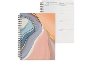Rileys & Co - Agenda Pour Femme Daily Planner Planning Journée Organisée 160 Pages Non Datées Journal Fitness et Tâches à Faire Planification Repas A5-20 cm x 15 cm (Planificateur de rêve)