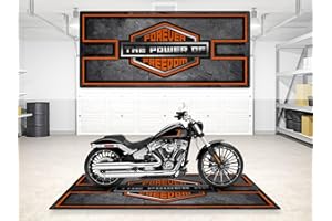 wibeart MPM Motorradmatte für Forever Freedom, Asphalt-Design, waschbar, rutschfest, öl- und wasserabweisend, für die Verwendung in Garage, Ausstellungsraum un | Größe 2: 102 x 47/260 x 120 cm