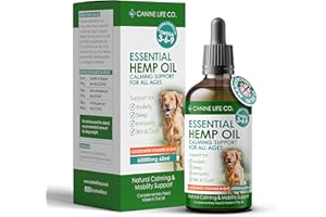 Canine Life Co.® Hemp Oil For Dogs 60ml, 60,000mg - Dog Calming Supplement - Dog Calming Drops - Omega 3,6,9 For Dogs - Supports & Maintains Healthy Joints - Made In The UK (1 Pot 60ml)