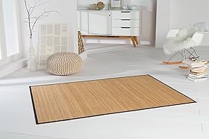 DE-COmmerce Bambusteppich HIGHQ Bambusmatte Läufer mit Bordüre rutschfest 70x140 cm