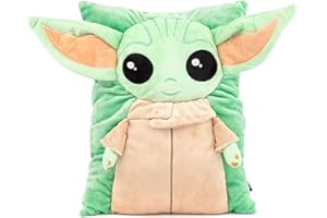 Jay Franco Star Wars The Mandalorian Grogu Baby Yoda Plüsch-Kuschelkissen - Superweiches 3D-Bettkissen für Kinderzimmerdekoration