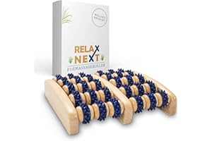 relax next Fußmassageroller aus Holz – Reflexzonen-Fußmassagegerät – Relax Next, Zweifuß-Massageroller aus Holz – auch als Ge