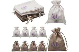 SAMAMOCA 10 Stück Lavendelsäckchen Leer,Kleine Säckchen zum Befüllen,Kleine Stoffsäckchen mit Kordelzug,Duftsäckchen Leer Baumwolle und Leinen,Lavender Bags für Lavendel,Gewürze und Kräuter(Weiß,Leinenfarbe)
