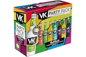 VK Party Pack 10 x 275ml | 3.4% ABV | Alcopops Party Pack | 10 Bottles | Vodka & Fruit Juice | Ready To Drink | Mixed Pack | Premixed Alcohol Drinks | Fruity Flavoured Sparkling Vodka Drinks |